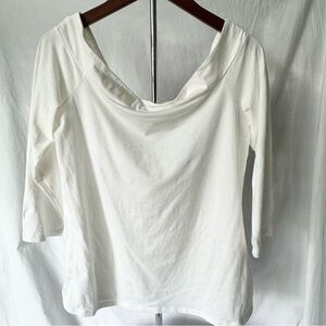 LOFT white scoop neck top